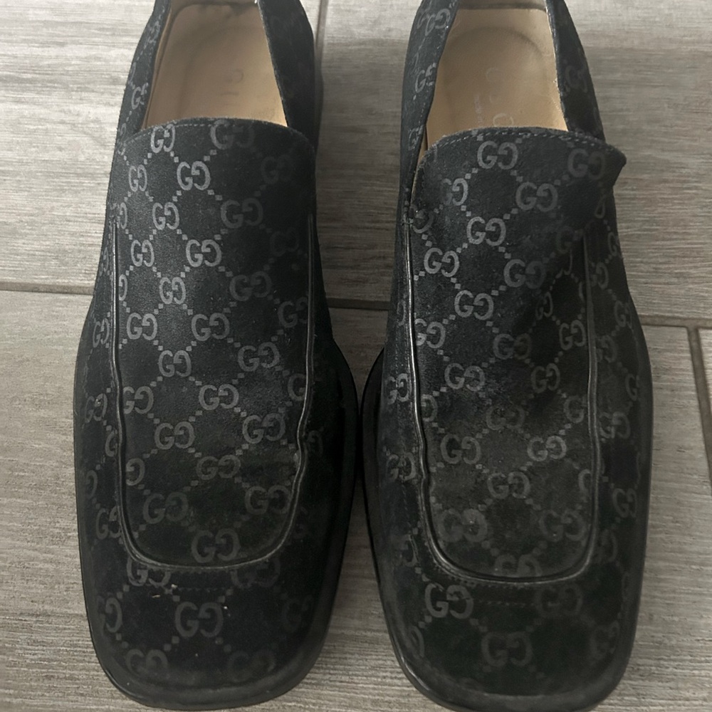 Gucci Black Monogram Loafers